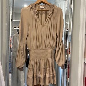 Ramy Brook tan silk mini dress. Size small